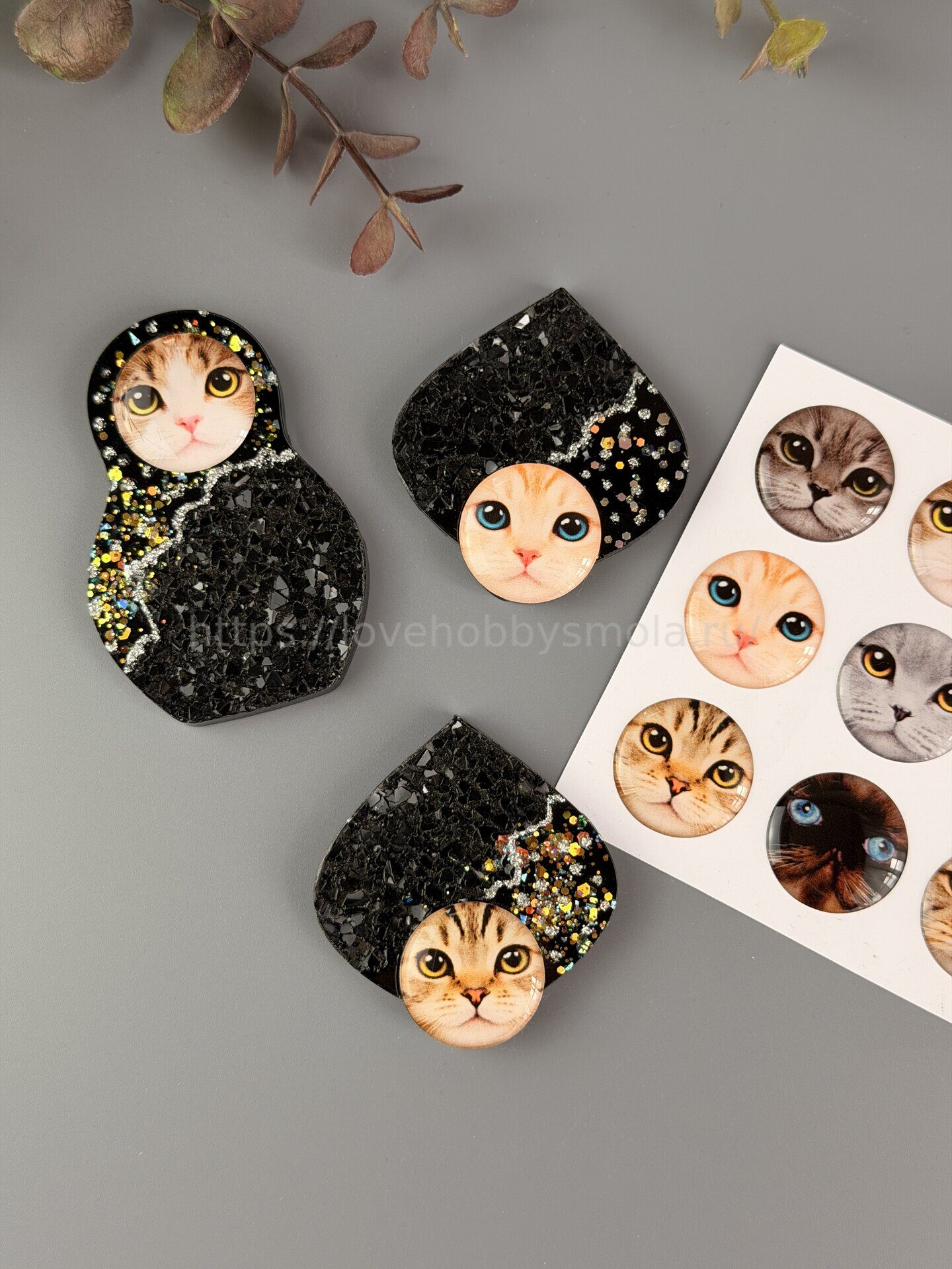 S20 Cat face cabochons 20mm – image 3
