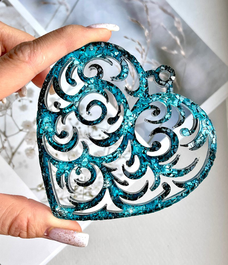 No. 407 Heart with Crystals Silicone Mold - image 2