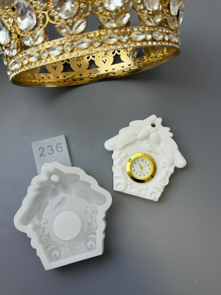 No. 236 Cuckoo Clock with Clock Insert Recess Silicone Mold - image 2