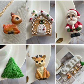 No. 1064 Santa, Reindeer, House and Christmas Tree Silicone Mold - image 1