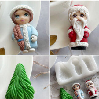 No. 1066 Father Frost, Snow Maiden and Christmas Tree Silicone Mold - image 1