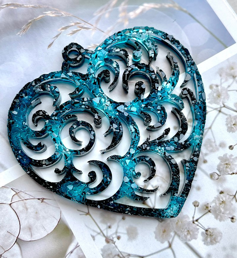 No. 407 Heart with Crystals Silicone Mold - image 3