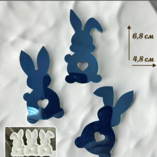 No. 4021 Glossy Easter Rabbits with Stick Openings Silicone Mold - image 1