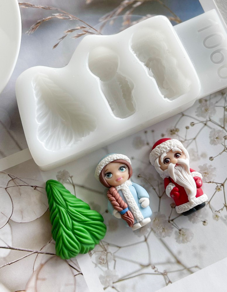 No. 1066 Father Frost, Snow Maiden and Christmas Tree Silicone Mold - image 2