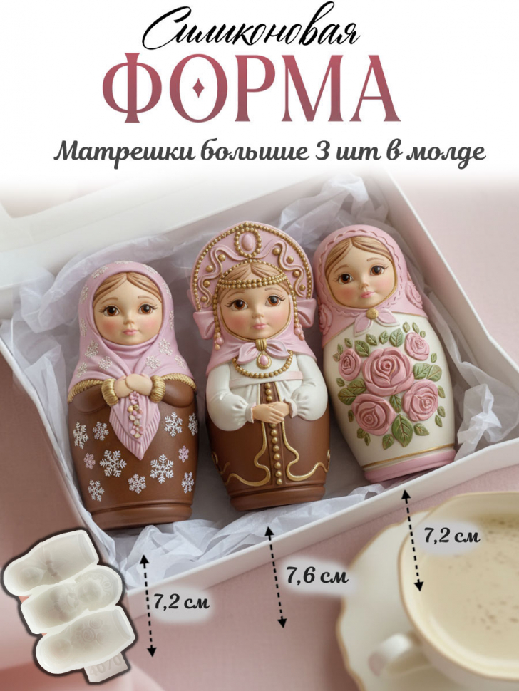 No. 4070 Large Matryoshka Dolls Silicone Mold - image 1