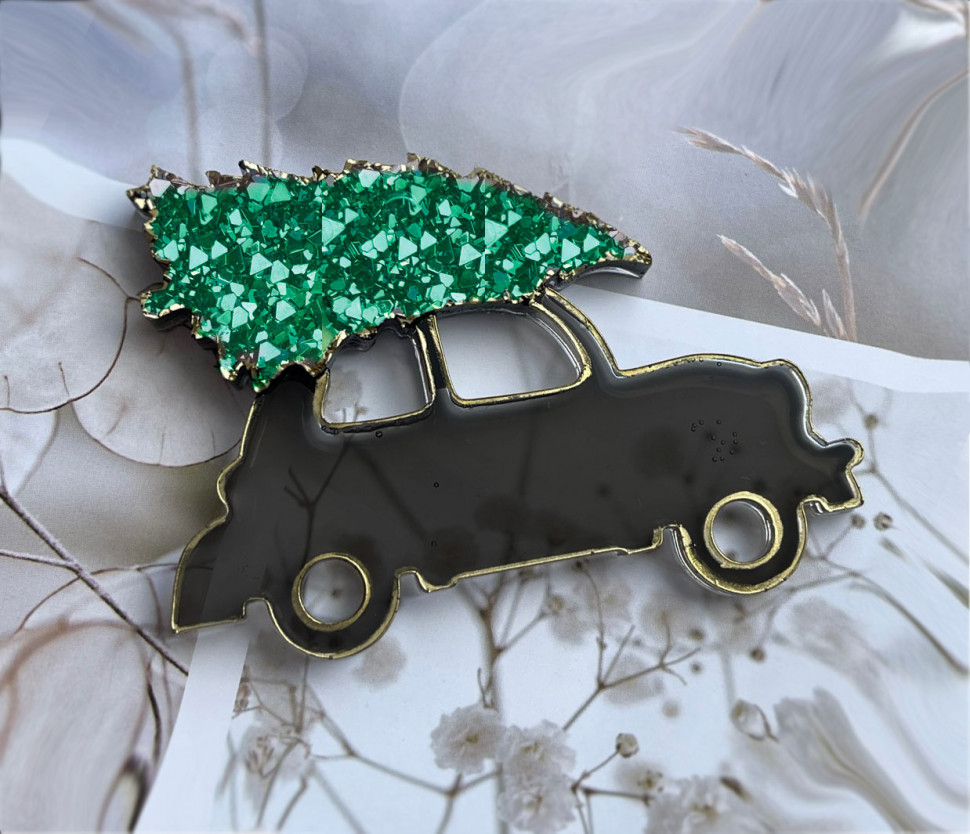 No. 101 Car with Christmas Tree Silicone Mold - image 3