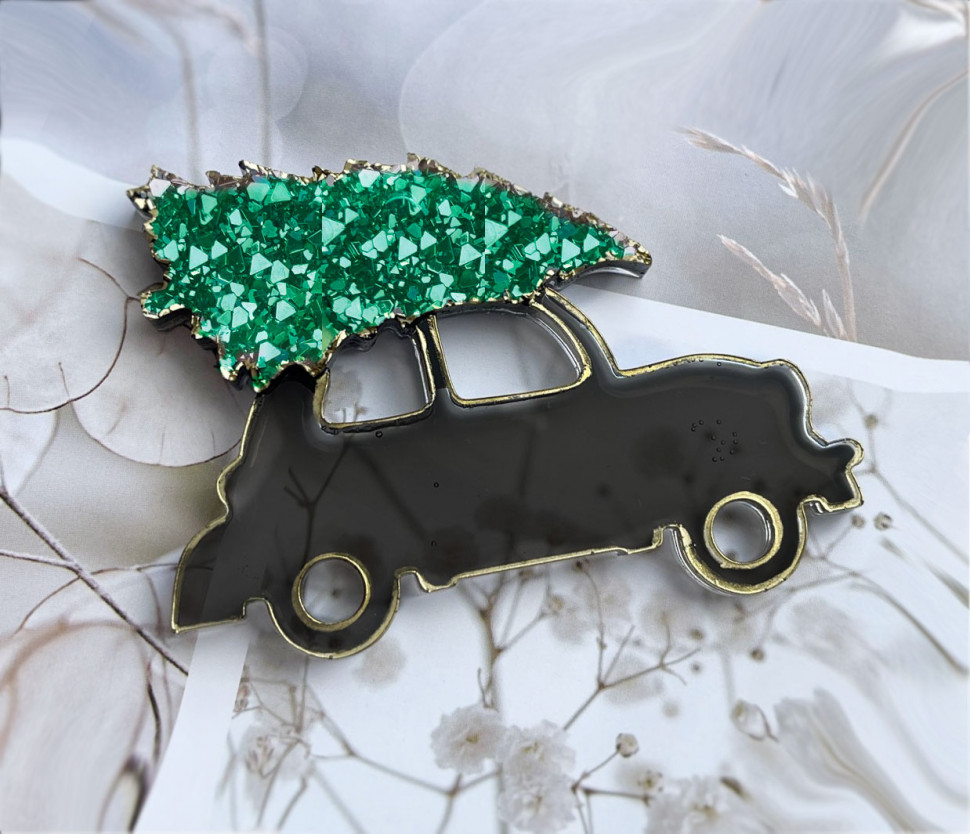 No. 101 Car with Christmas Tree Silicone Mold - image 4