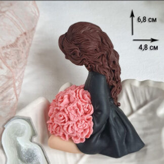 No. 4013 Girl with Flower Bouquet Silicone Mold - image 1