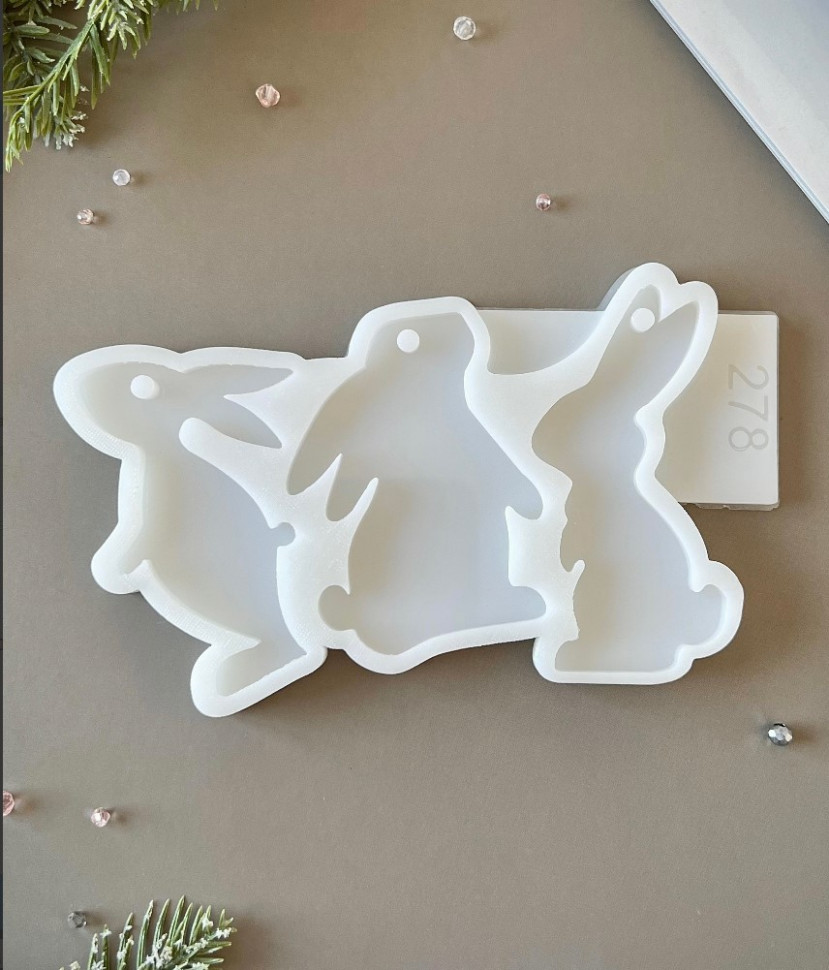 No. 278 Rabbits, 3 Cavities Silicone Mold - image 3
