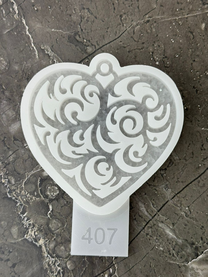 No. 407 Heart with Crystals Silicone Mold - image 4