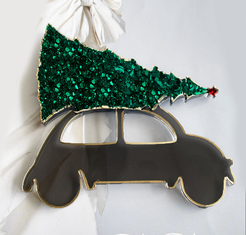 No. 130 Car with Crystal Christmas Tree Silicone Mold - image 1