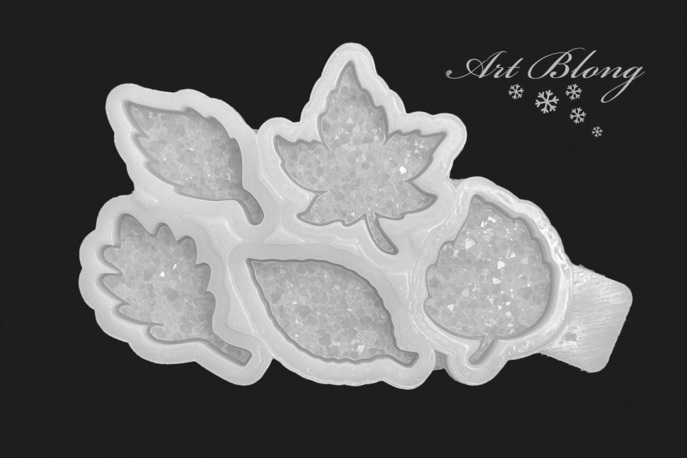 No. 657 Crystal Leaves with Border, Mini Brooches Silicone Mold - image 6