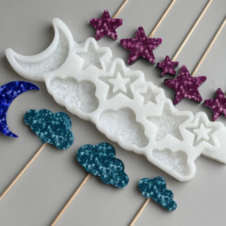 No. 963 Crystal Clouds Moon and Stars Silicone Mold - image 1