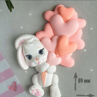 No. 909 Bunny with Balloons Silicone Mold - image 1