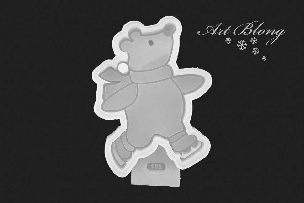 No. 189 Bear on Ice Skates Silicone Mold - image 3