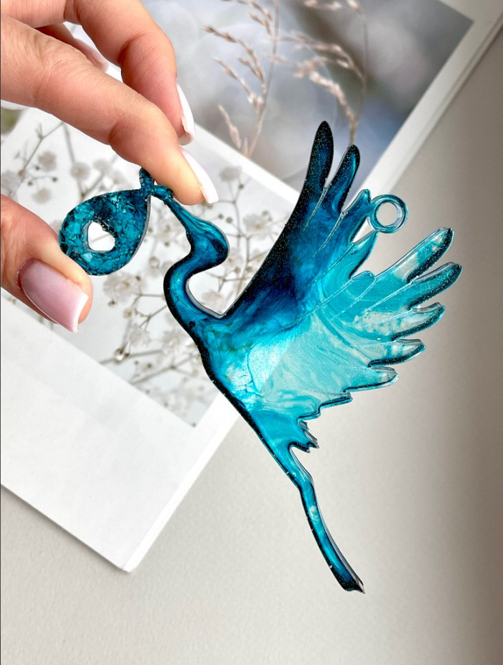 No. 737 Stork with Crystal Bundle Silicone Mold - image 1