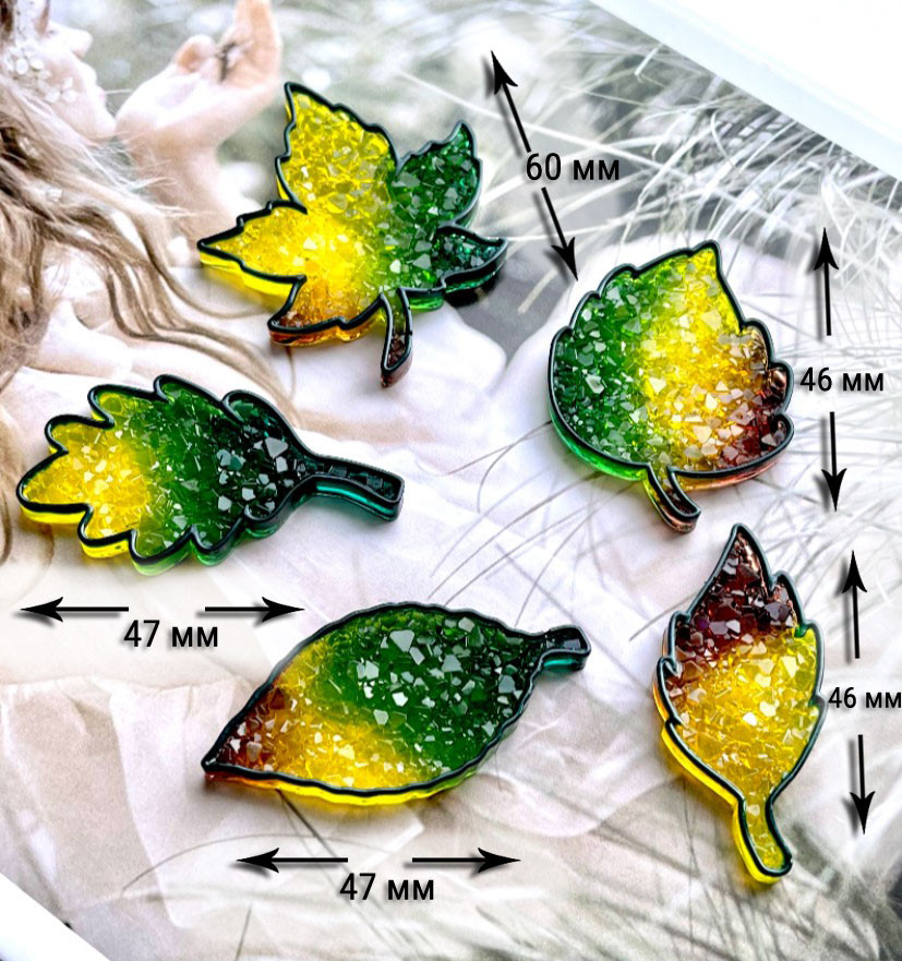 No. 657 Crystal Leaves with Border, Mini Brooches Silicone Mold - image 3