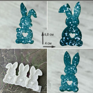 No. 4011 Crystal Easter Rabbits with Heart and Stick Openings Silicone Mold - image 1