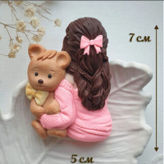 No. 1013 Girl with Teddy Bear Silicone Mold - image 1