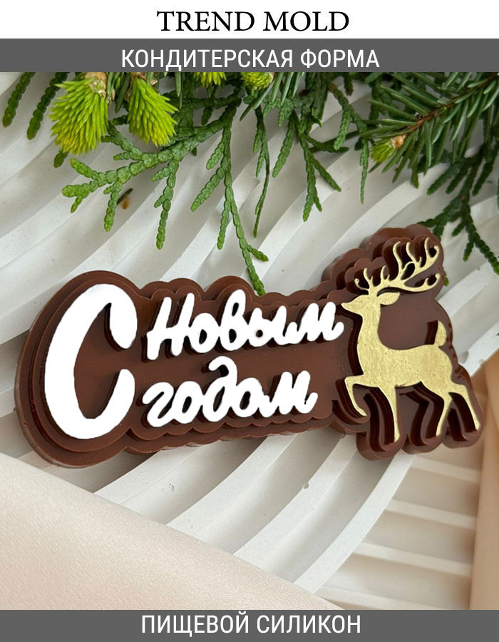 No. 1011 Happy New Year Lettering (Russian) Silicone Mold - image 1