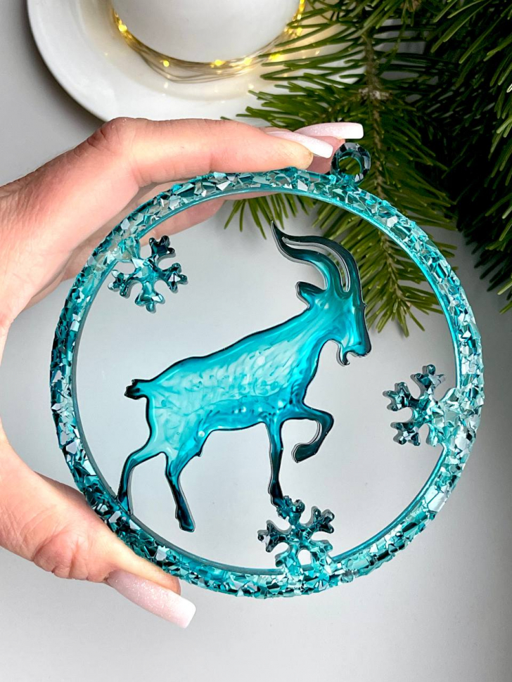 No. 225 Goat in a Crystal Bauble Silicone Mold - image 3