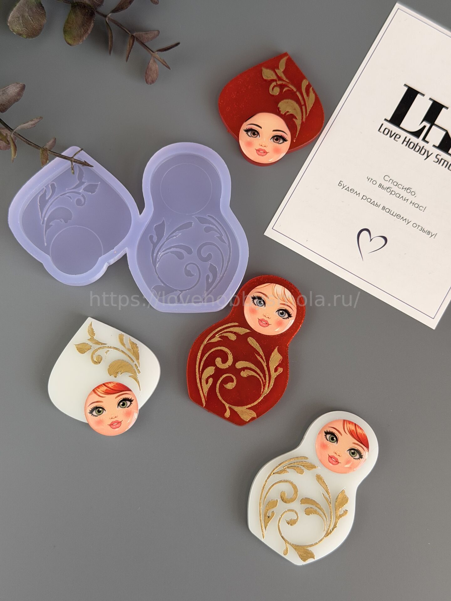 B85 Silicone mold Matryoshka and kokoshnik monogram – image 5