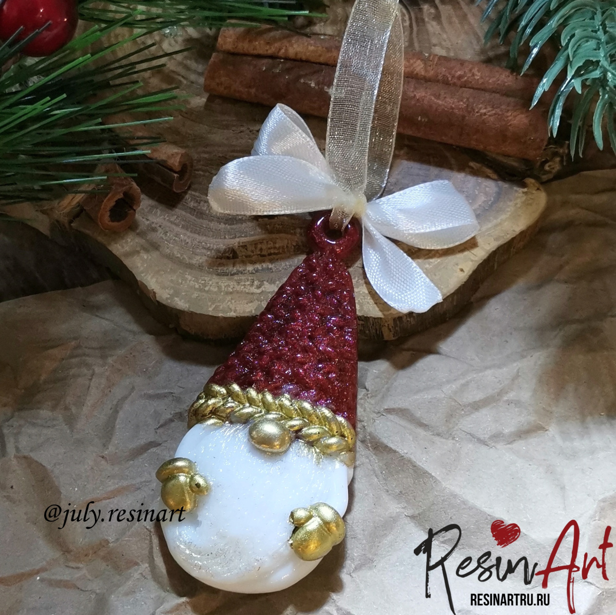 No. 827 Christmas Ornament Gnome (Knitted Texture) Silicone Mold - image 7