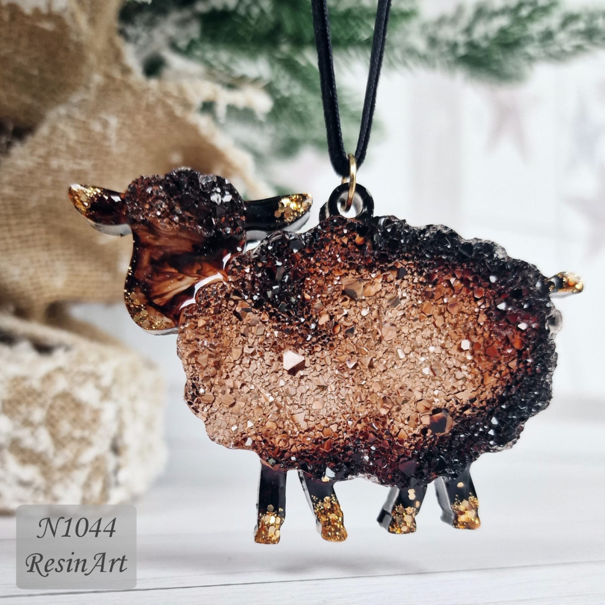 No. 1044 Christmas Ornament Sheep Crystal Silicone Mold - image 2