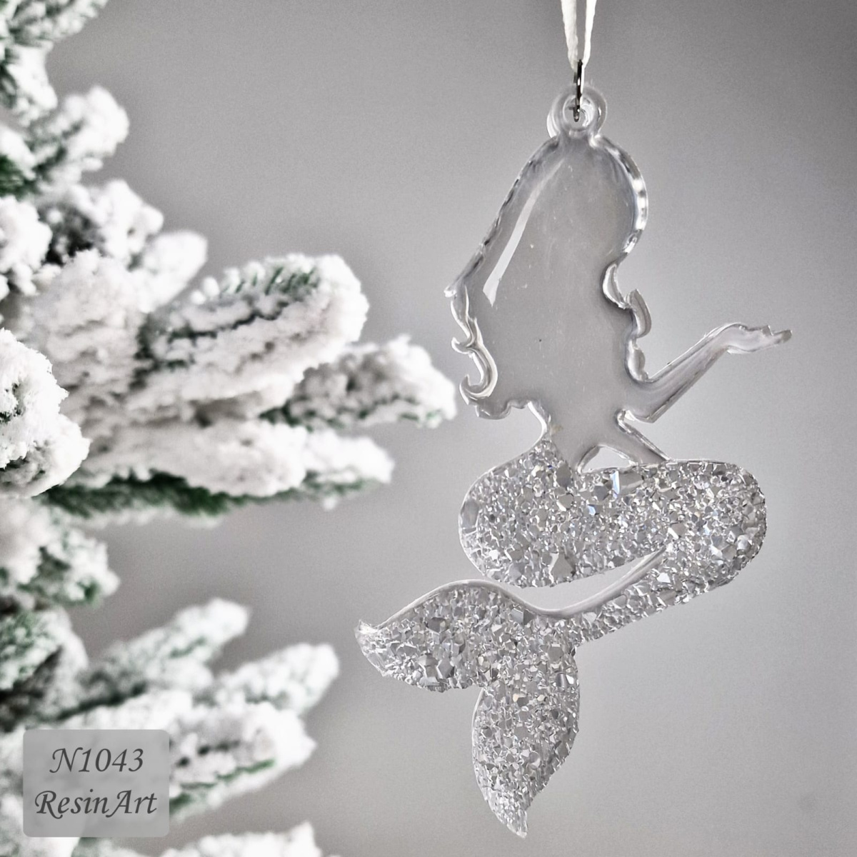 No. 1043 Christmas Ornament Mermaid Crystal Silicone Mold - image 2