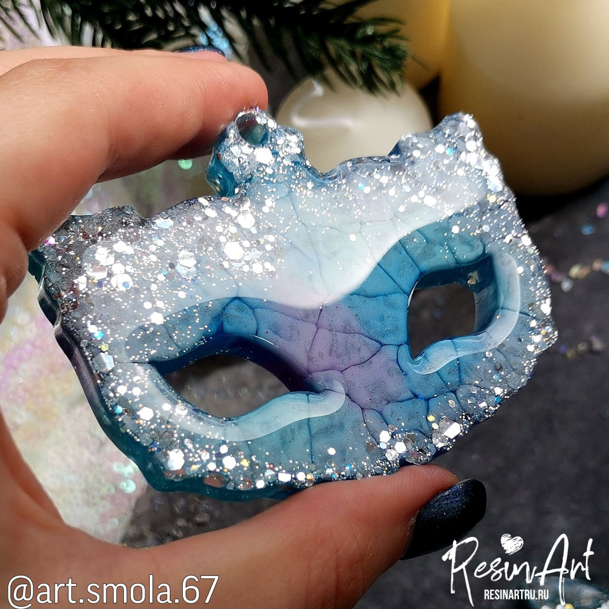 No. 572 Christmas Ornament Carnival Mask Silicone Mold - image 8