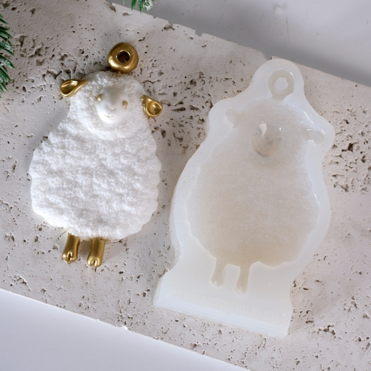 No. 835 Christmas Ornament Sheep Silicone Mold - image 3