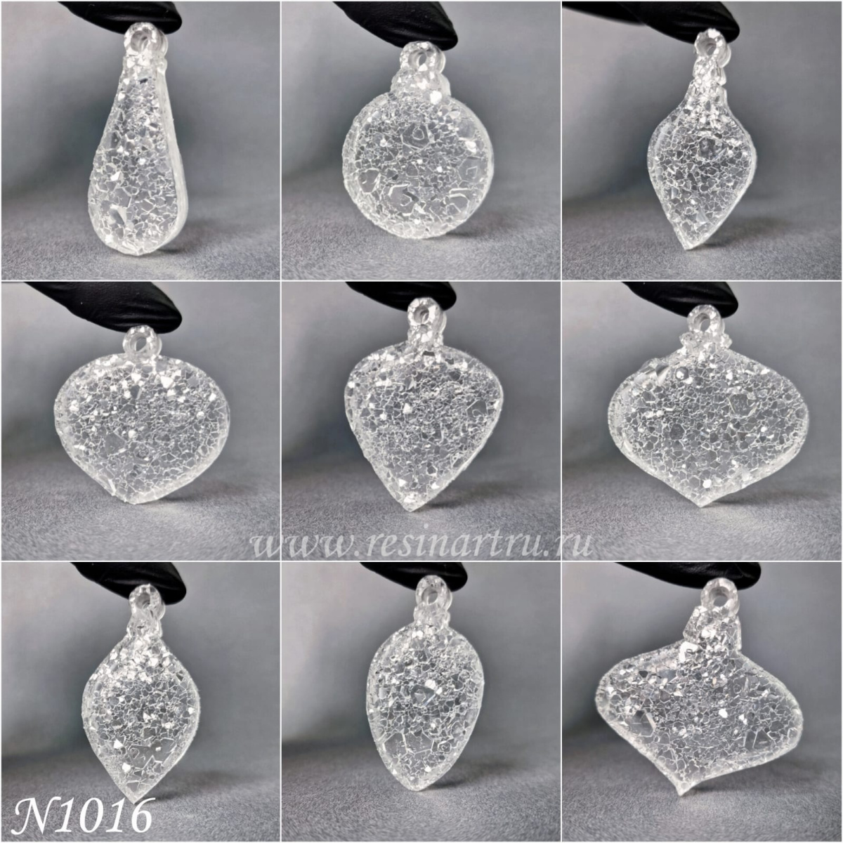 No. 1016 Christmas Ornaments (Mini) Crystal (Set of 9 pcs) Silicone Mold - image 2