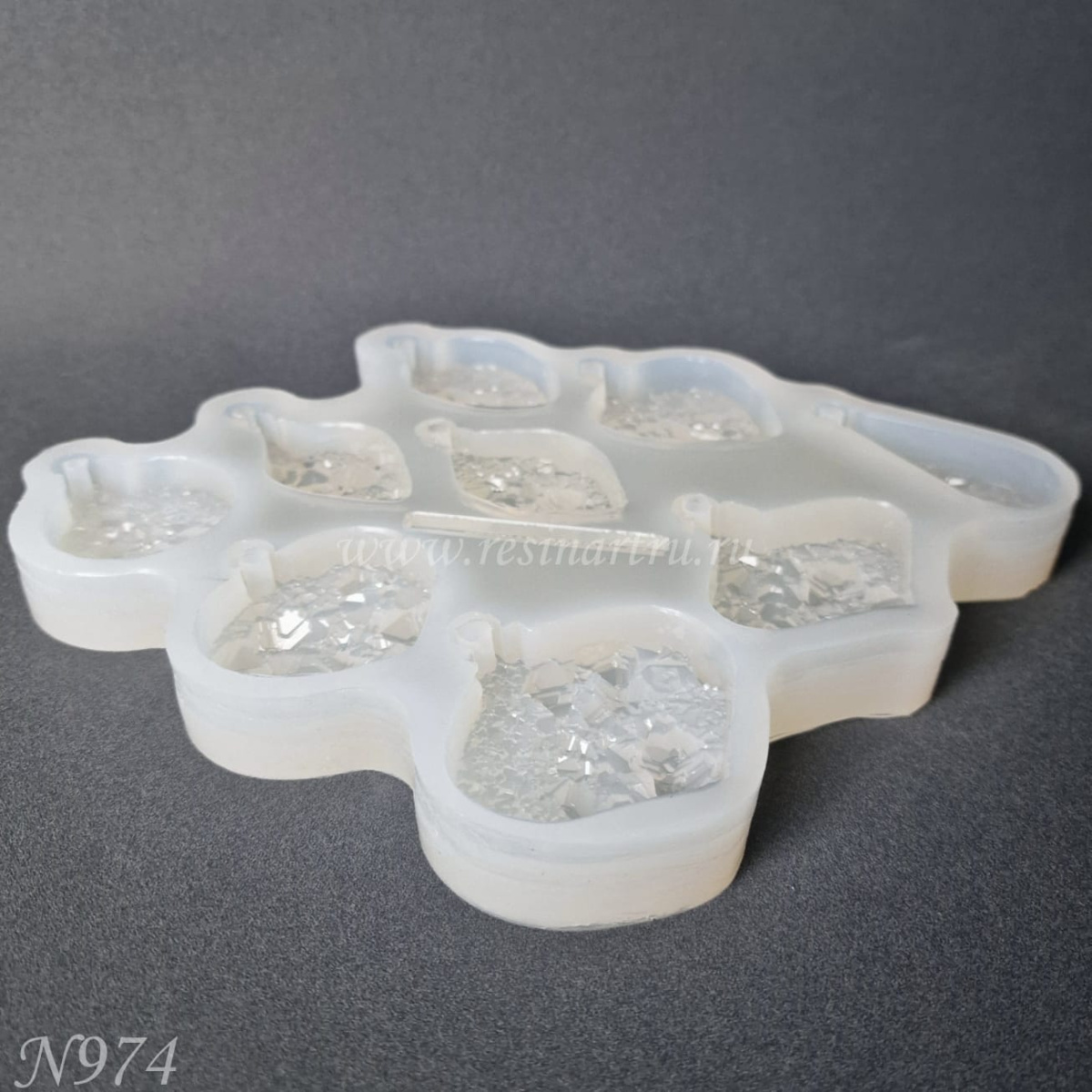 No. 974 Christmas Ornaments (Mini) Crystal (Set of 9 pcs) Silicone Mold - image 3