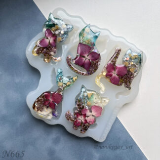 No. 665 Cat Set Silicone Mold - image 1