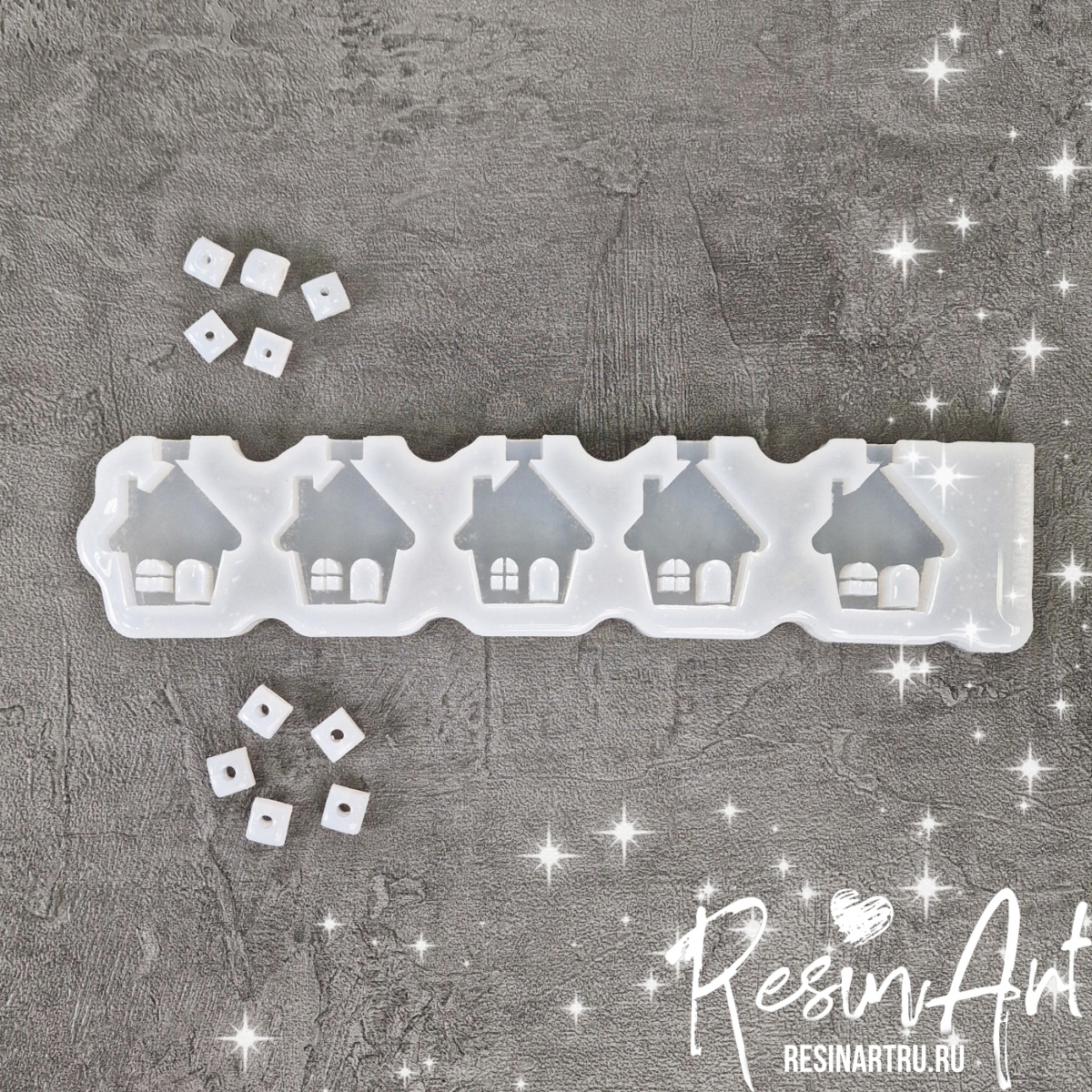 No. 629 Christmas Ornament Garland Houses Silicone Mold - image 4