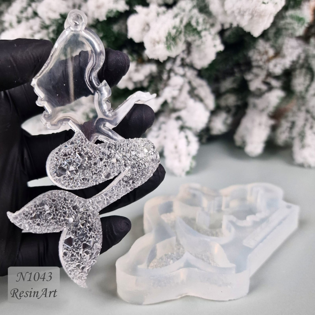 No. 1043 Christmas Ornament Mermaid Crystal Silicone Mold - image 4