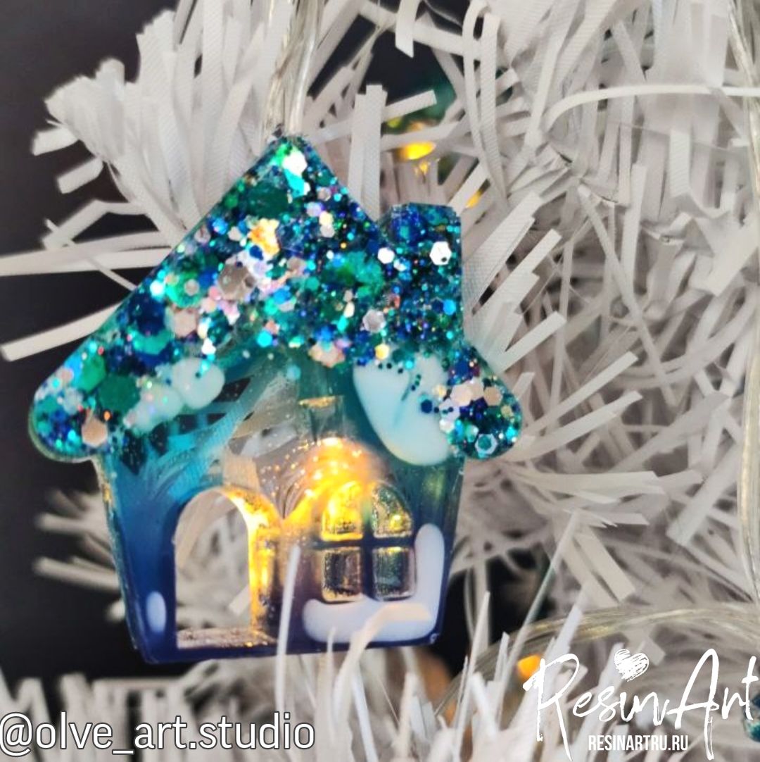 No. 629 Christmas Ornament Garland Houses Silicone Mold - image 9
