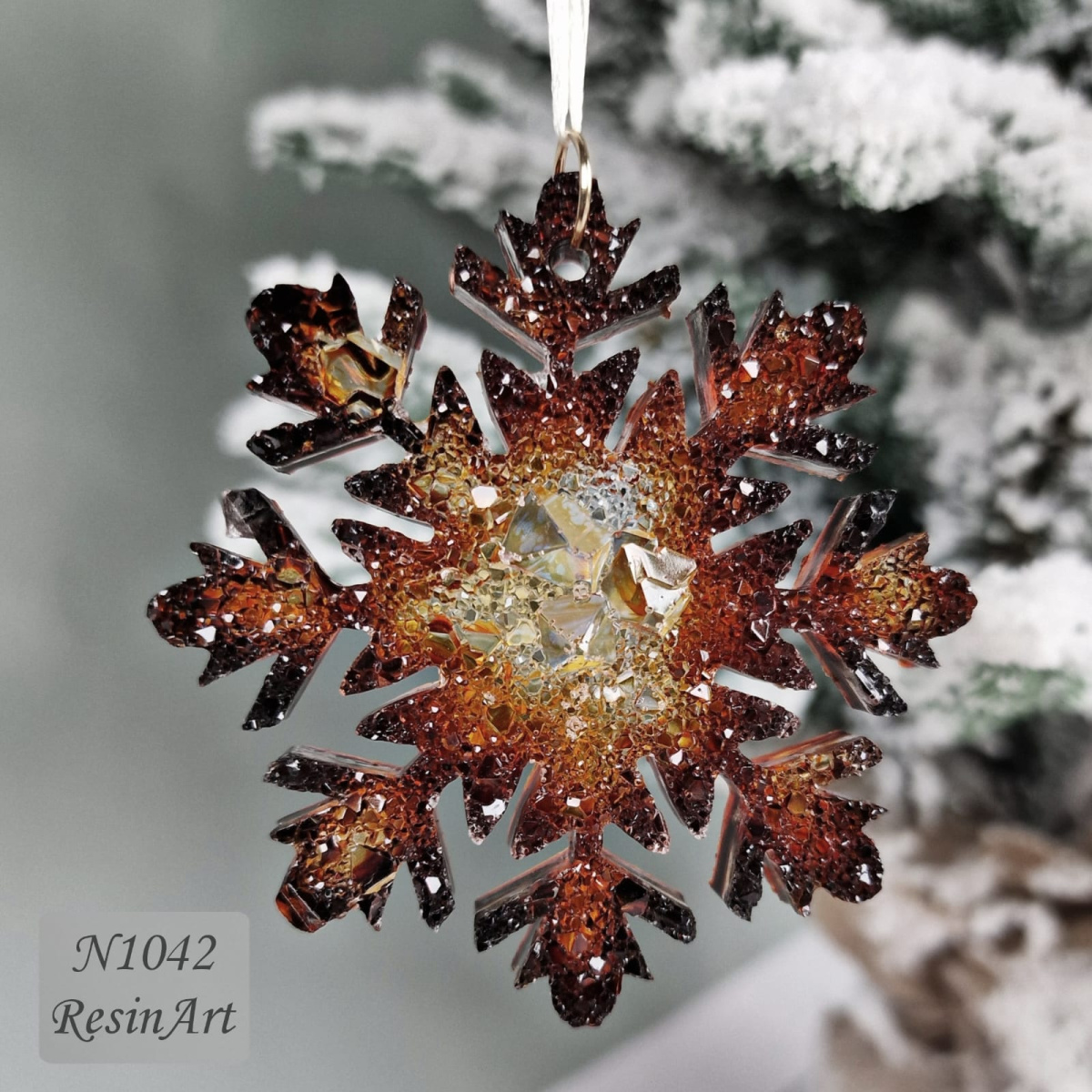 No. 1042 Christmas Ornament Snowflake Crystal Silicone Mold - image 4