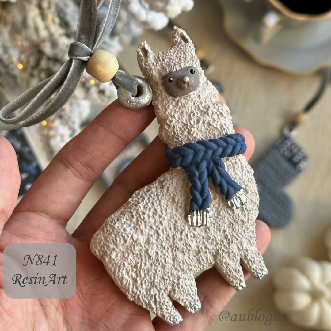 No. 841 Christmas Ornament Alpaca (Knitted Texture) Silicone Mold - image 5