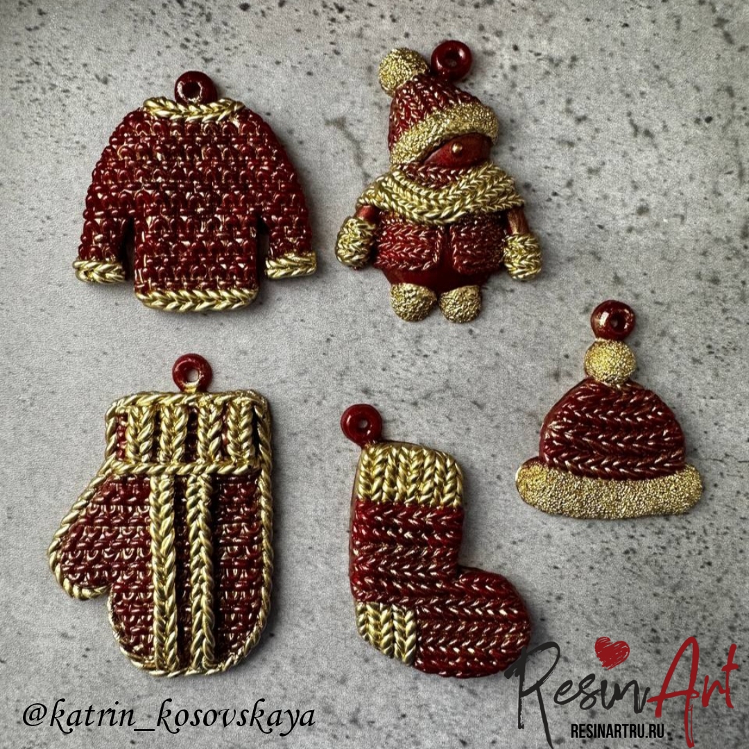 No. 826 Christmas Ornament Mitten (Knitted Texture) Silicone Mold - image 9