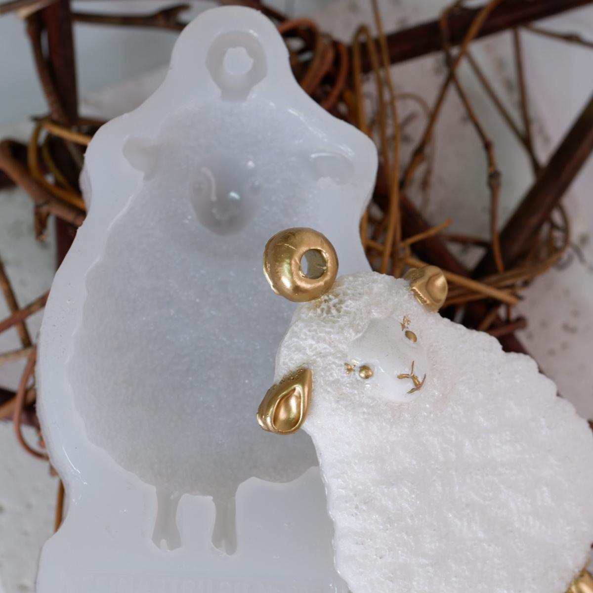 No. 835 Christmas Ornament Sheep Silicone Mold - image 6