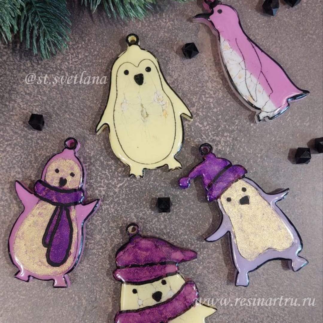 No. 663-S Christmas Ornament Penguins Silicone Mold - image 4