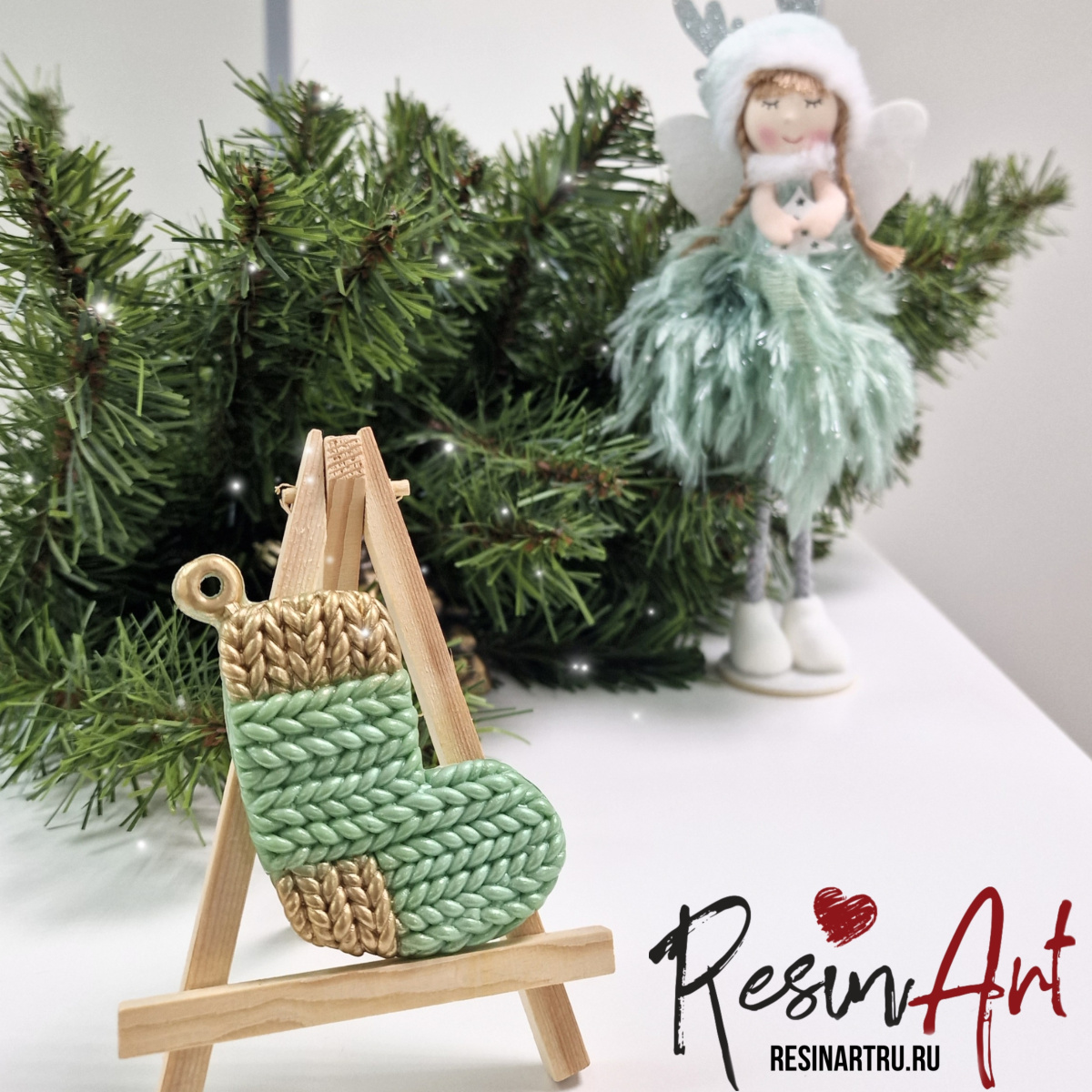 No. 829 Christmas Ornament Stocking (Knitted Texture) Silicone Mold - image 5