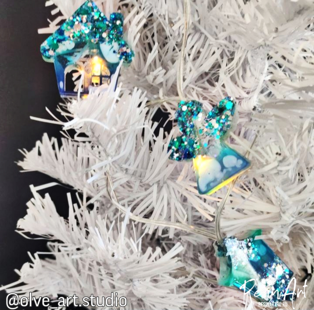 No. 632 Christmas Ornament Garland Lanterns Silicone Mold - image 8