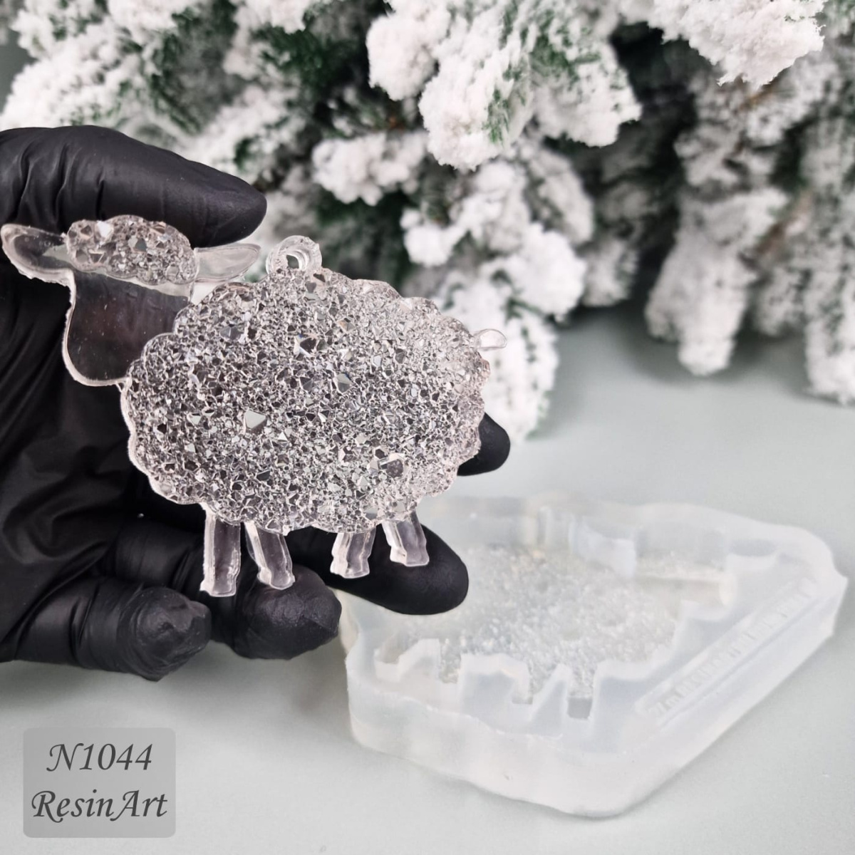 No. 1044 Christmas Ornament Sheep Crystal Silicone Mold - image 4