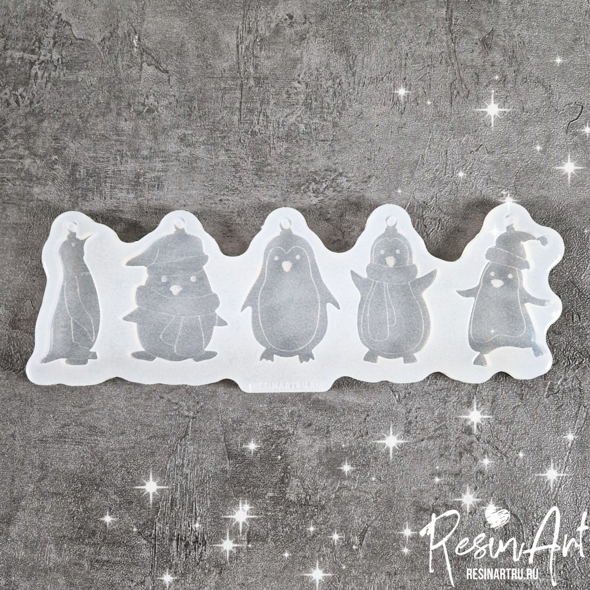 No. 663-S Christmas Ornament Penguins Silicone Mold - image 2