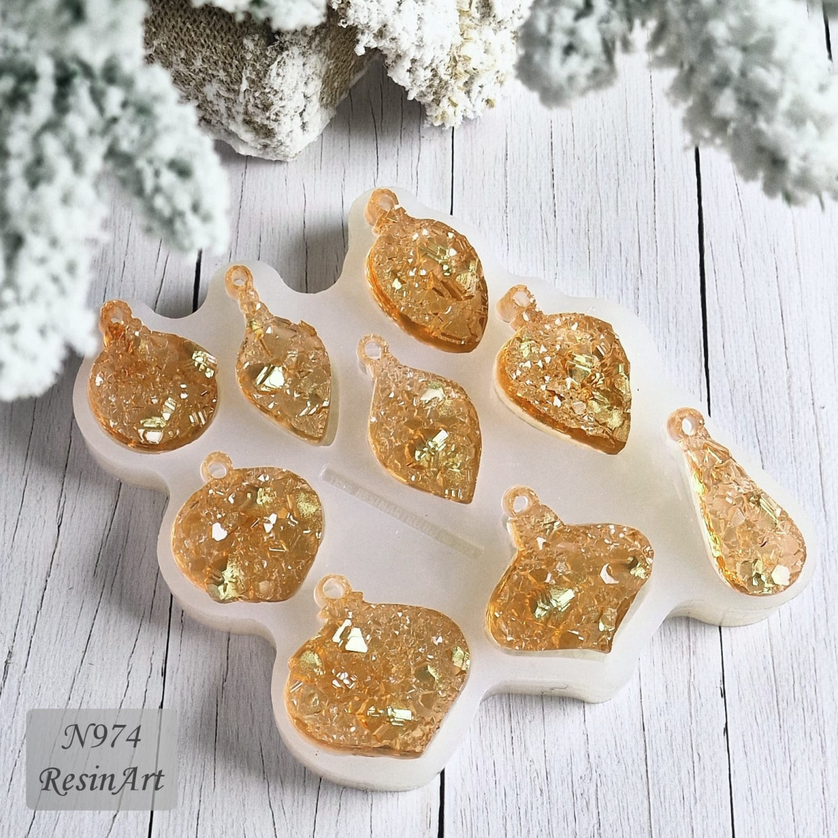 No. 974 Christmas Ornaments (Mini) Crystal (Set of 9 pcs) Silicone Mold - image 4
