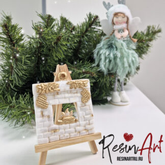No. 834 Christmas Ornament Fireplace (Knitted Texture) Silicone Mold - image 1