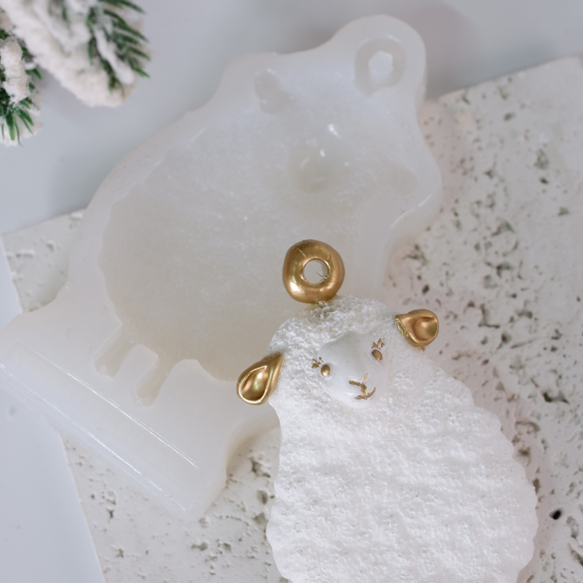 No. 835 Christmas Ornament Sheep Silicone Mold - image 5