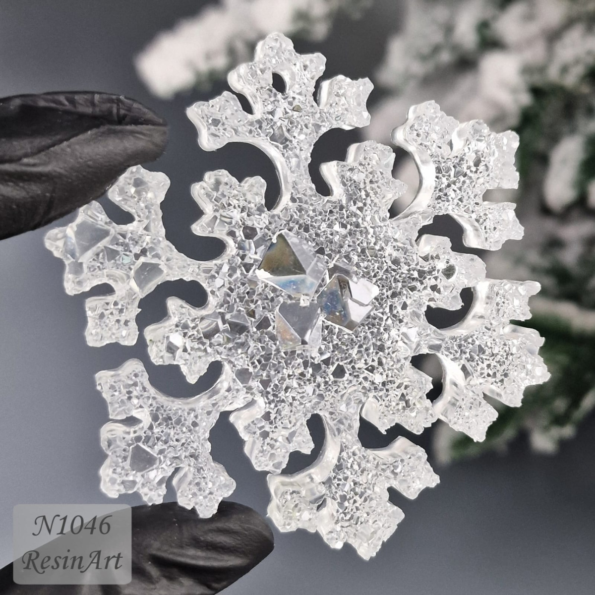 No. 1046 Christmas Ornament Snowflake Crystal Silicone Mold - image 6